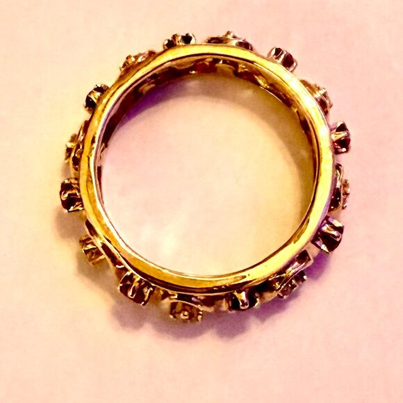 14k Gold Natural Diamond & Ruby Filigree Band Ring, Size 6.5 – Appraised $2,600 - Picture 2 of 6